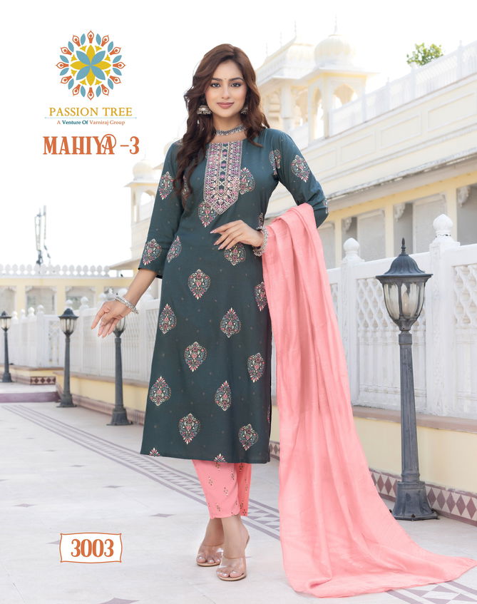 Mahiya Vol 3 By Passion Tree Rayon Gold Printed Kurti With Bottom Dupatta Orders In India
